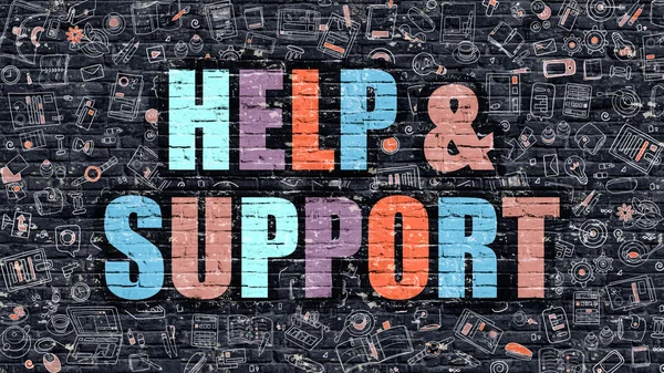 Help and Support Concept. Multicolor on Dark Brickwall. — Φωτογραφία Αρχείου