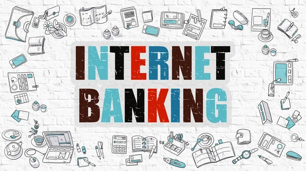 Internet Banking in Multicolor. Doodle Design. — Stock fotografie