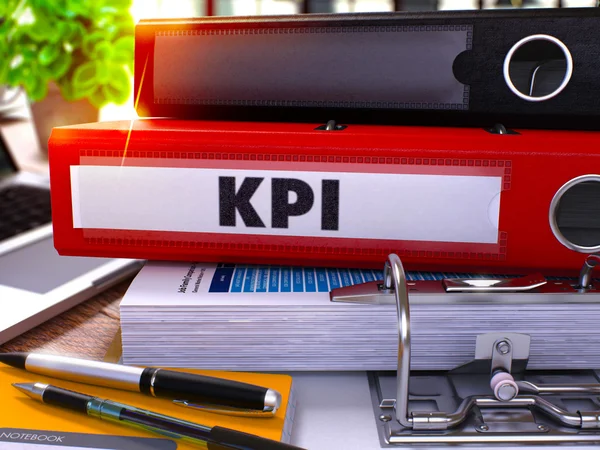 Red Ring Binder with Inscription KPI. — Stock Photo, Image