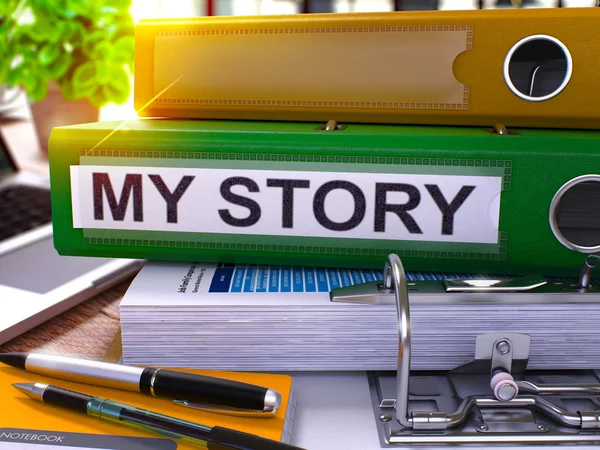 Green Ring Binder with Inscription My Story. — Stock Photo, Image