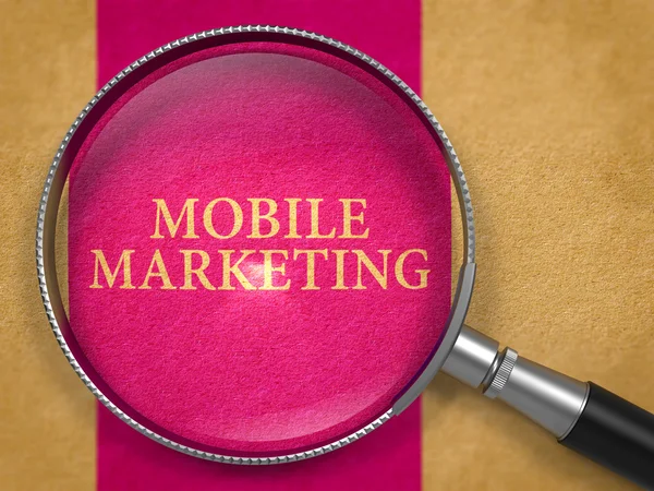 Mobile Marketing through Magnifying Glass. — 스톡 사진