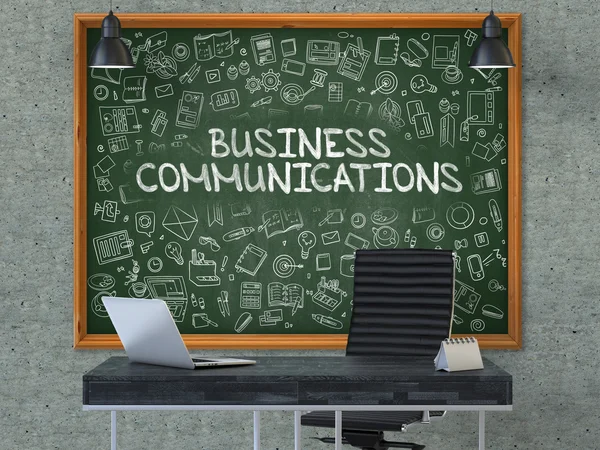 Business Communications on Chalkboard in the Office. — Stock fotografie