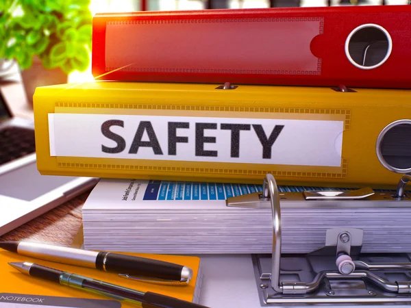 Yellow Office Folder with Inscription Safety. — Stock Photo, Image