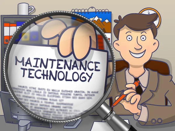 Maintenance Technology through Magnifying Glass. Doodle Style. — Stok fotoğraf