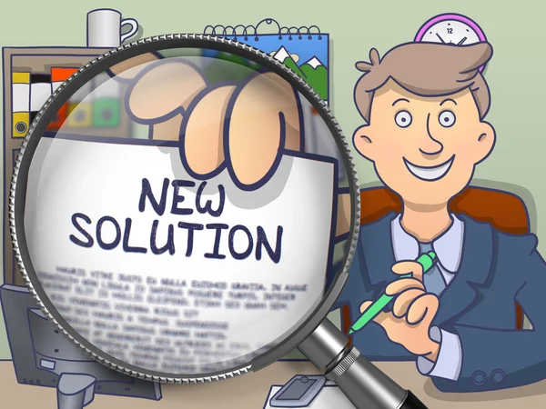 New Solution through Magnifying Glass. Doodle Design. — Stock Photo, Image