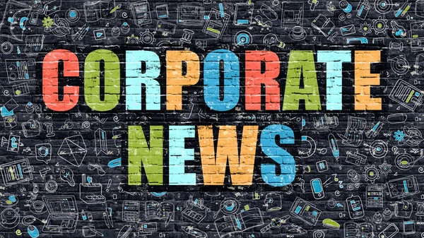 Corporate News Concept with Doodle Design Icons. — 图库照片