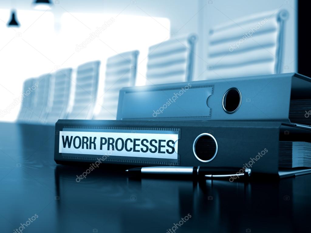 Work Processes on File Folder. Blurred Image.