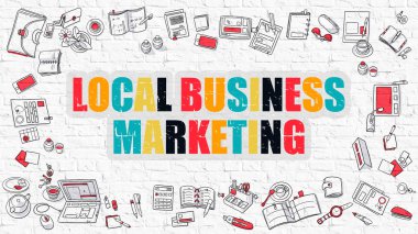 Local Business Marketing in Multicolor. Doodle Design. clipart