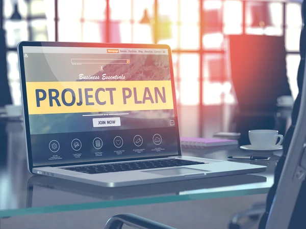 Laptop Screen with Project Plan Concept.