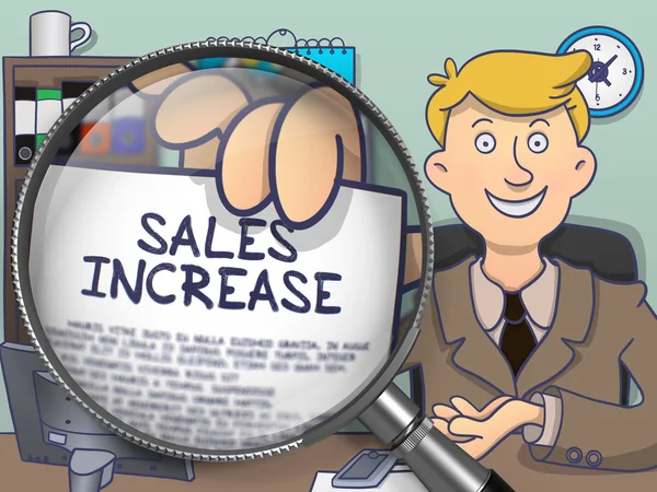 Sales Increase through Magnifier. Doodle Style. — Stok fotoğraf