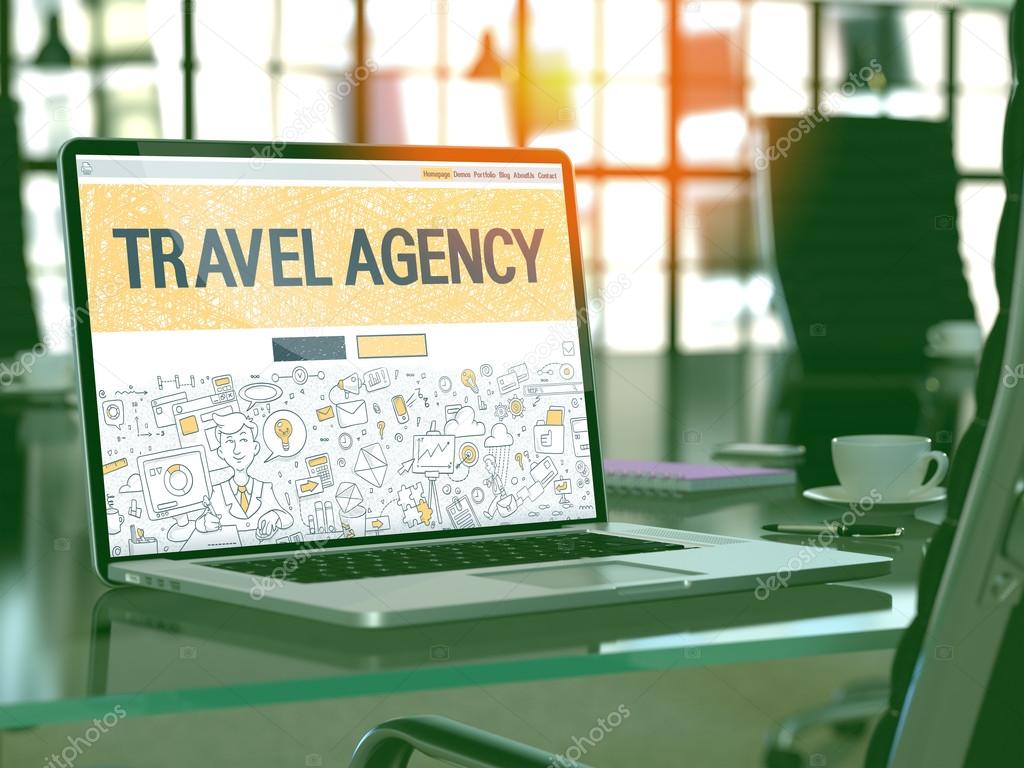 Travel Agency Concept on Laptop Screen.