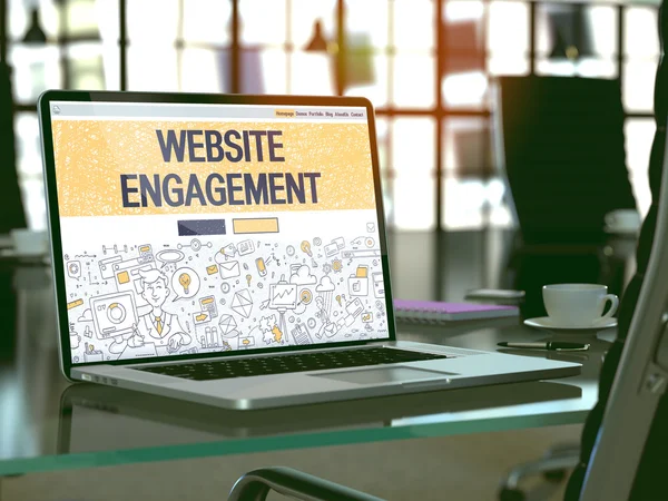 Laptop Screen with Website Engagement Concept. — Stock Photo, Image