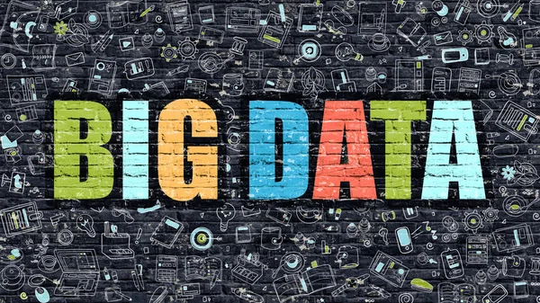 Conceito de Big Data com ícones de design de doodle . — Fotografia de Stock