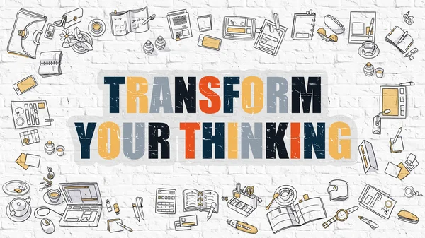 Transform Your Thinking in Multicolor. Doodle Design. — Stock Photo, Image