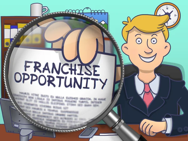 Franchise Opportunity through Magnifying Glass. Doodle Style. — 图库照片