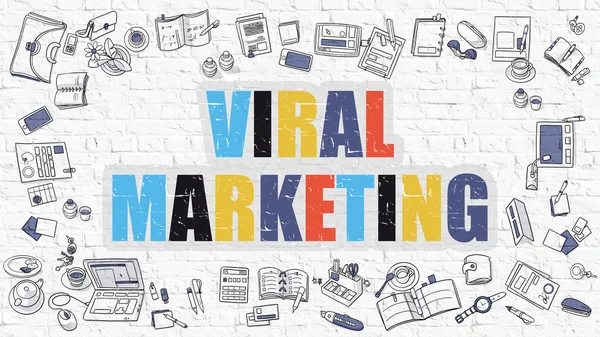 Virale marketing in veelkleurig. Doodle design. — Stockfoto