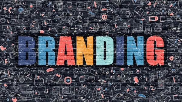 Branding concept met doodle design iconen. — Stockfoto