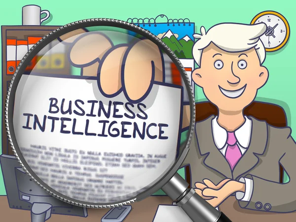 Business Intelligence poprzez obiektyw. Doodle koncepcji. — Zdjęcie stockowe