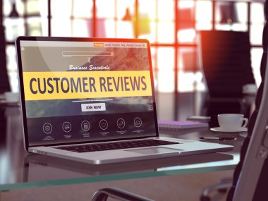 Customer Reviews Concept on Laptop Screen.