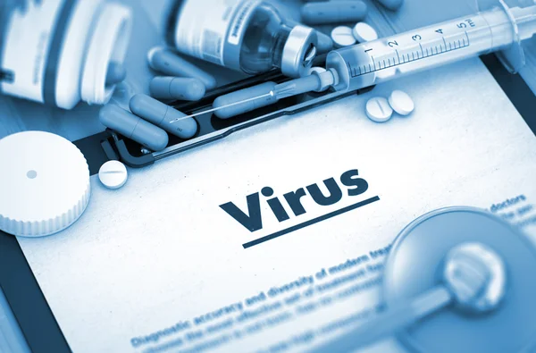 Diagnóstico de virus. Concepto médico. Renderizado 3D . — Foto de Stock