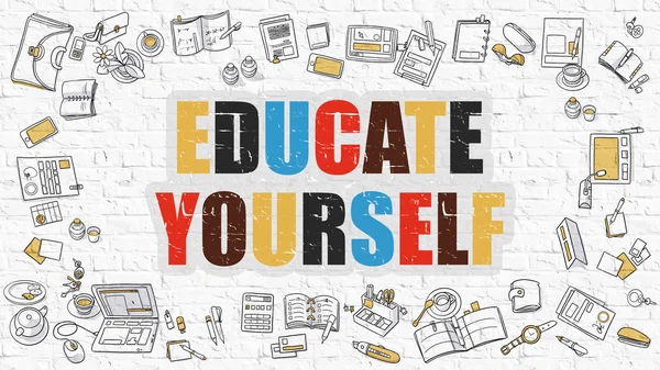 Educate Yourself Concept with Doodle Design Icons. — 스톡 사진