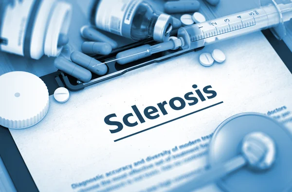 Diagnóstico de Esclerosis. Concepto médico. Composición de los medicamentos — Foto de Stock