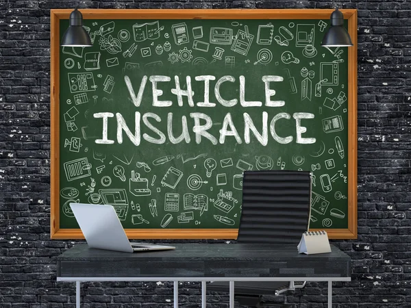 Vehicle Insurance Concept. Doodle Icons on Chalkboard. — Stock Photo, Image