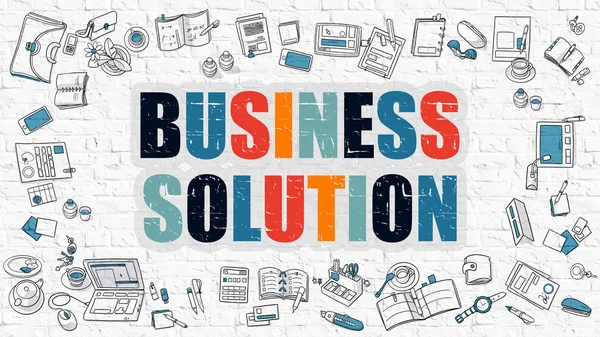 Business Solution Concept. Multicolor on White Brickwall. — ストック写真