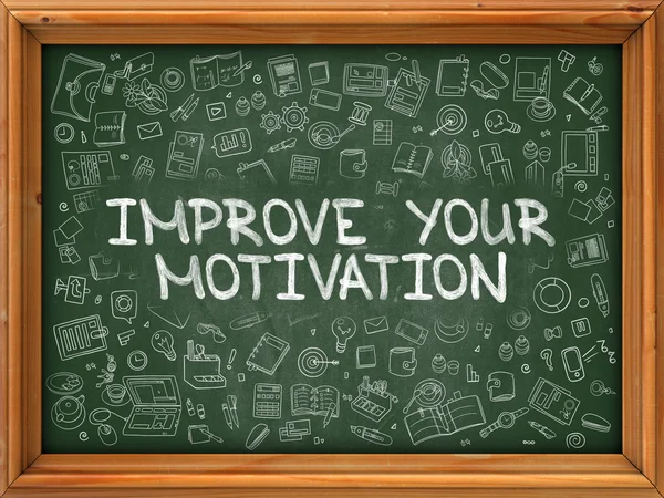Green Chalkboard with Hand Drawn Improve Your Motivation. — Zdjęcie stockowe