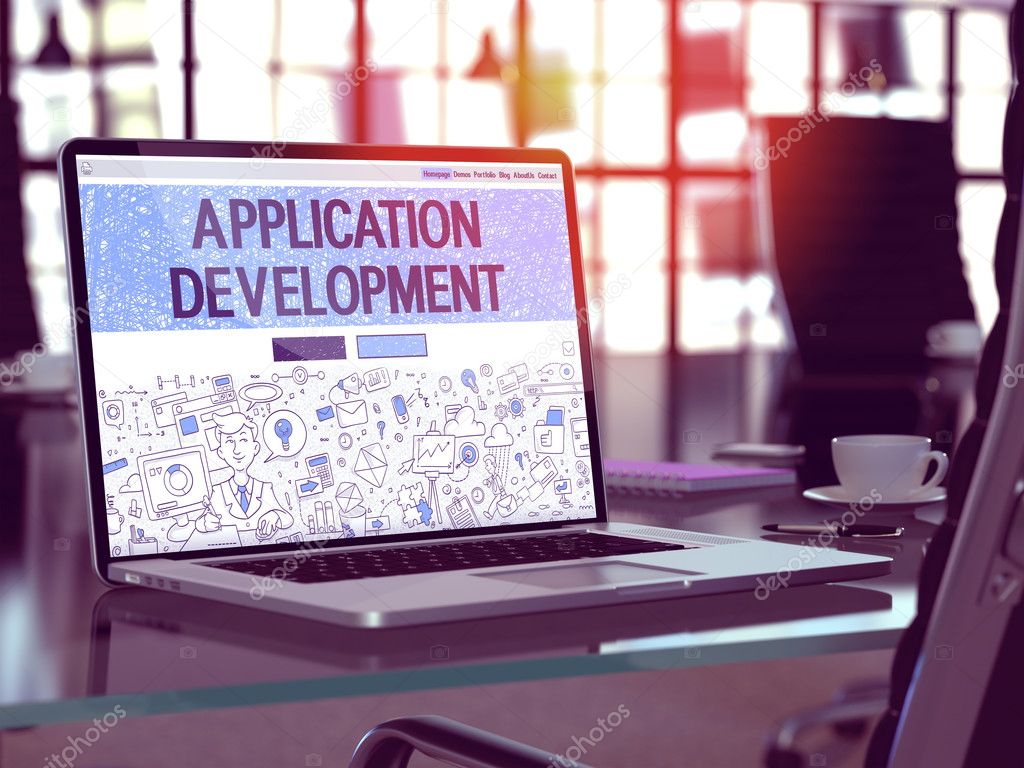 Laptop Screen with Application Development Concept.