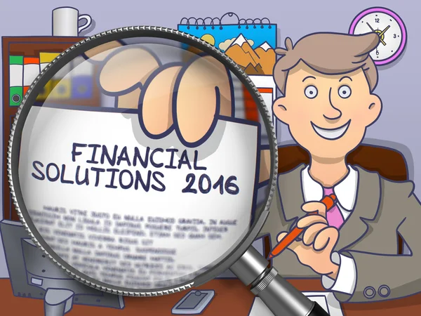 Financial Solutions 2016 through Magnifying Glass. Doodle Style. — Stock Photo, Image