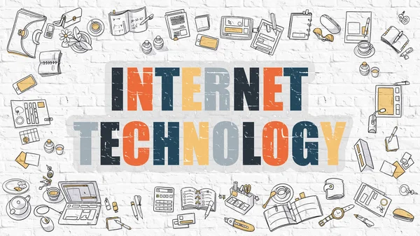 Tecnología de Internet en Multicolor. Diseño de Doodle . —  Fotos de Stock