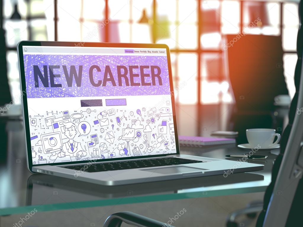 Laptop Screen with New Career Concept.