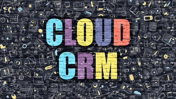 Cloud CRM on Dark Brick Wall. — Stock Photo, Image