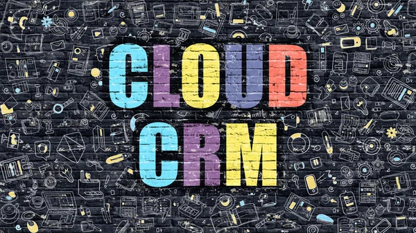 CRM cloud sul muro di mattoni scuri . — Foto Stock