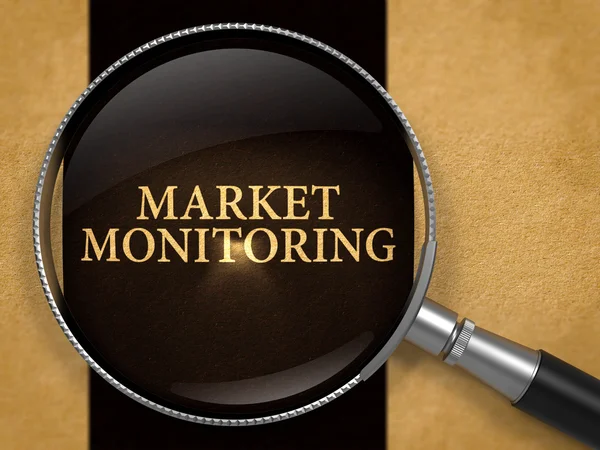 Market Monitoring through Lens on Old Paper. — Stock Photo, Image