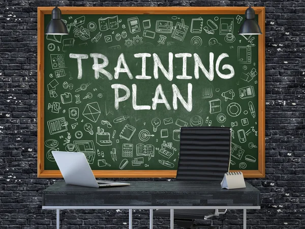 Hand Drawn Training Plan on Office Chalkboard. — Stockfoto