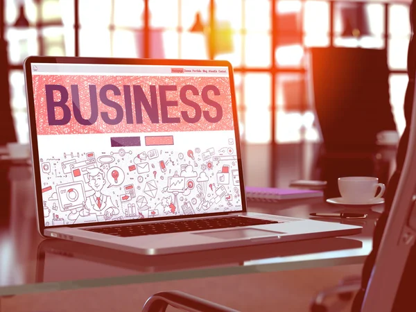 Business - Concept pe ecranul laptopului . — Fotografie, imagine de stoc