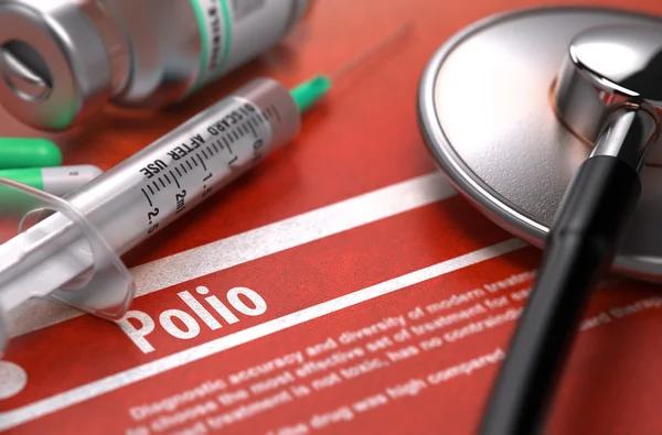 Polio - Diagnóstico impreso sobre fondo naranja . — Foto de Stock