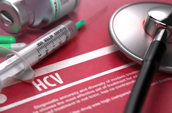 HCV. Concetto medico su sfondo rosso . — Foto Stock