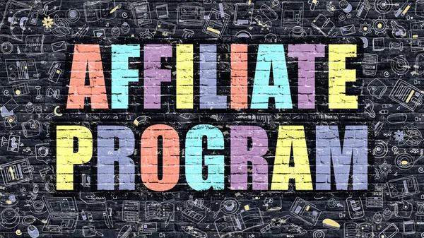 Affiliate Program i Multicolor. Doodle Design. — Stockfoto