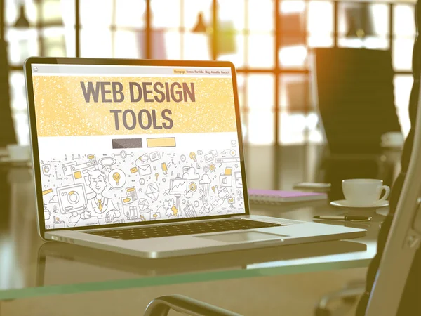 웹 디자인 도구 개념 노트북 화면. — 스톡 사진