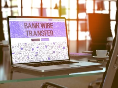 Bank Wire Transfer - Concept on Laptop Screen.