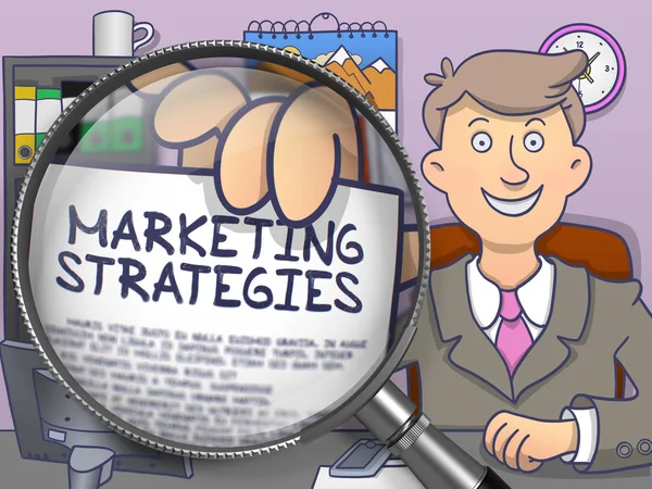 Marketingové strategie prostřednictvím čoček. Styl Doodle. — Stock fotografie