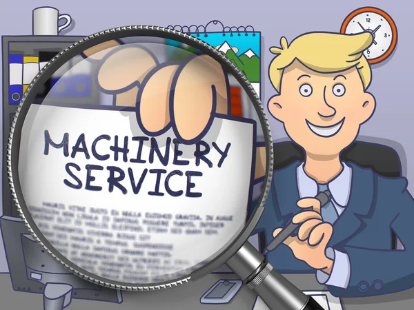 Machinery Service through Magnifying Glass. Doodle Design. — Zdjęcie stockowe