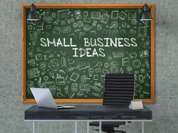 Ideas para pequeñas empresas en pizarra en la oficina . —  Fotos de Stock
