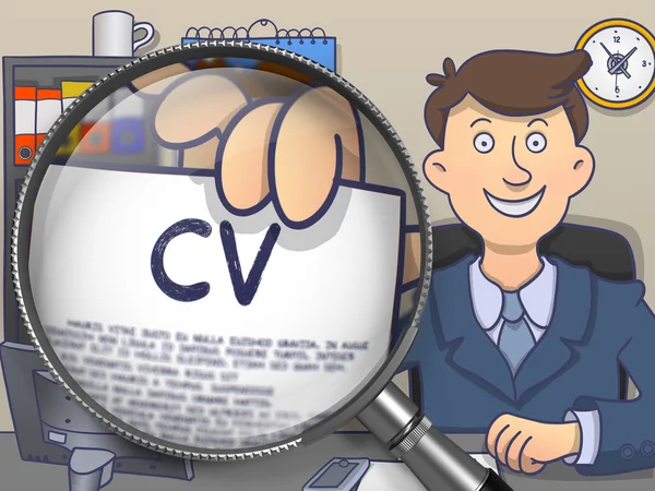 CV via förstoringsglaset. Doodle design. — Stockfoto