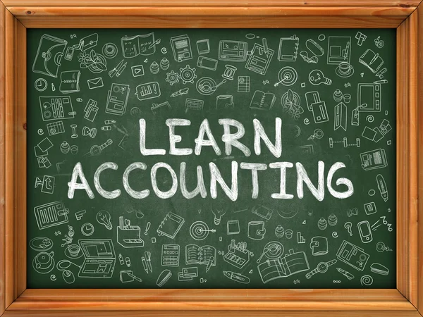 Apprendre la comptabilité - Dessiné à la main sur un tableau vert . — Photo