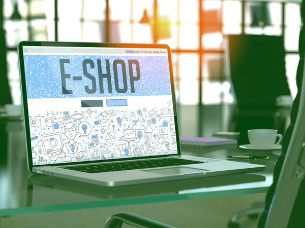 E-shop-konceptet på laptop skärm. — Stockfoto