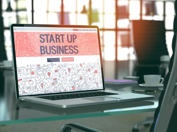 Start Up Business Concept on Laptop Screen. — Stock Photo, Image